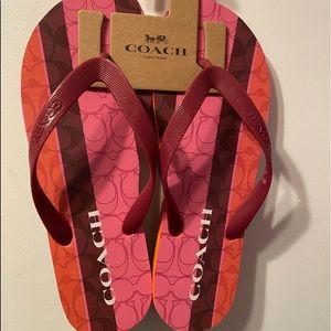 Coach Zak Flip Flops, Pink and. Burgundy, 11